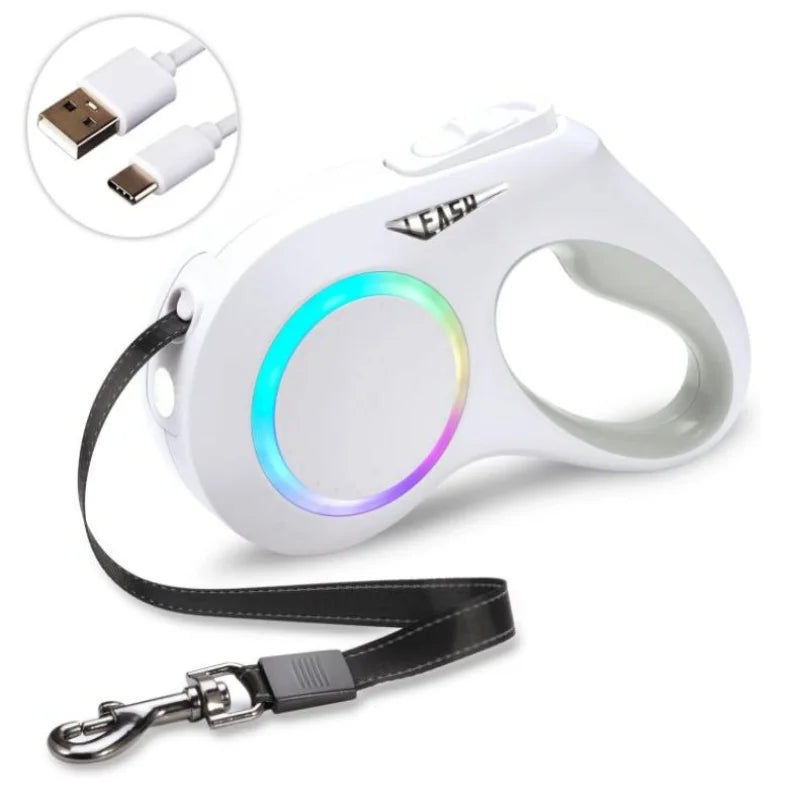 Retractable Dog Leash with LED Flashlight for Small Medium Large Breed Dogs