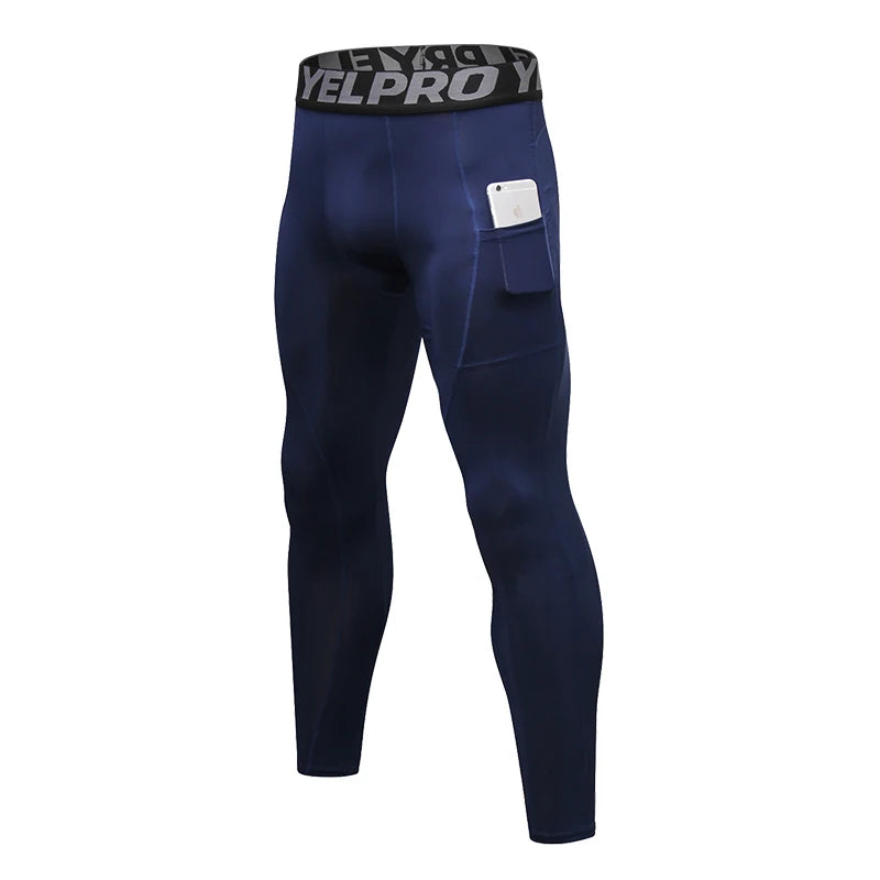 Men's Running Tights Compression Fitness Pants Elastic Running Basketball Sports Workout Tights  Gym Running Training Leggings