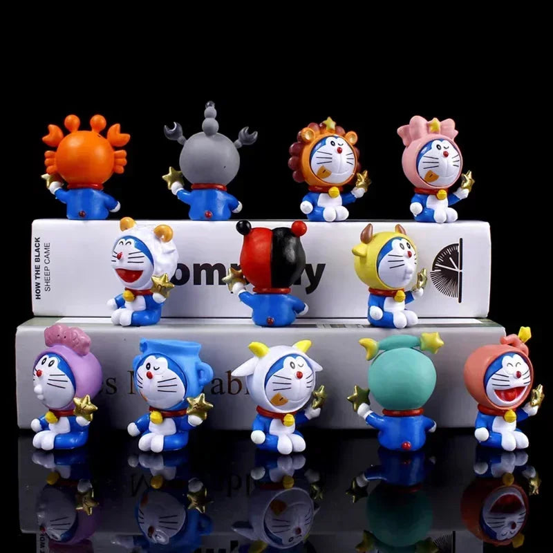 12pcs Doraemon Cartoon The Zodiac Doraemon Action Figure Cute Character Kawaii Anime Figure Pvc Model Toys Kids Birthday Gift