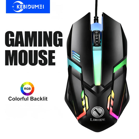 USB Wired Mouse RGB Colorful Mosue E-Sports Gaming Mouse Wired Office Mouse Mice For PC Desktop Laptop Computer Windows iOS