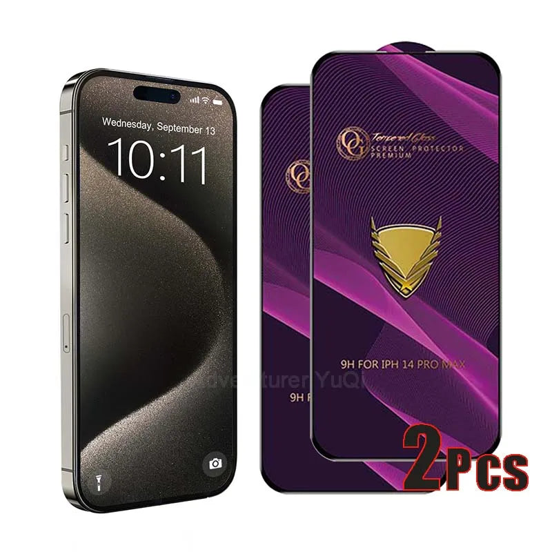 Premium Tempered Glass For iPhone 17 Air 16e 16 15 14 13 12 11 Screen Protector Pro Max 9H HD Full Glue X XR XS 7 8 Plus Armor
