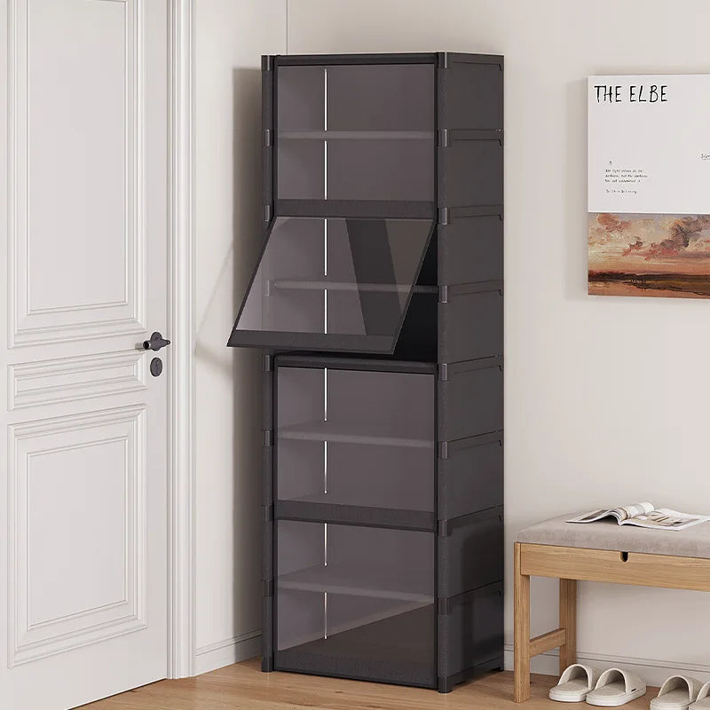 Level 5-9 Dustproof and Transparent Large-Sized Shoe Rack, Shoe Cabinet, Can Accommodate 12-24 Pairs of Shoes Shoe Rack Organizer, Shoe Cabinet, Closed Shelves, Shoe Rack Support, Suitable for Garage, Bedroom, Living Room Sho