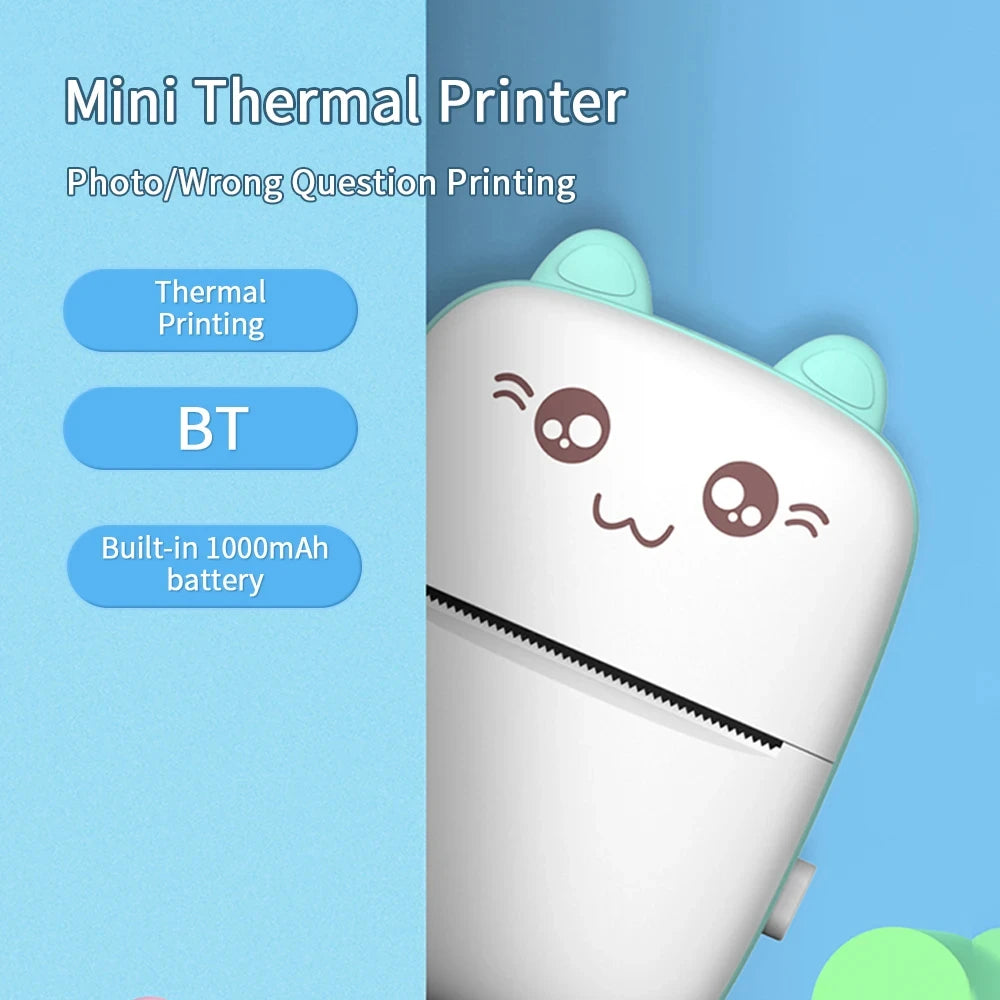 Mini Bluetooth Thermal Printer 200dpi for Labels, Photos, and Memo Printing - Portable with USB Cable