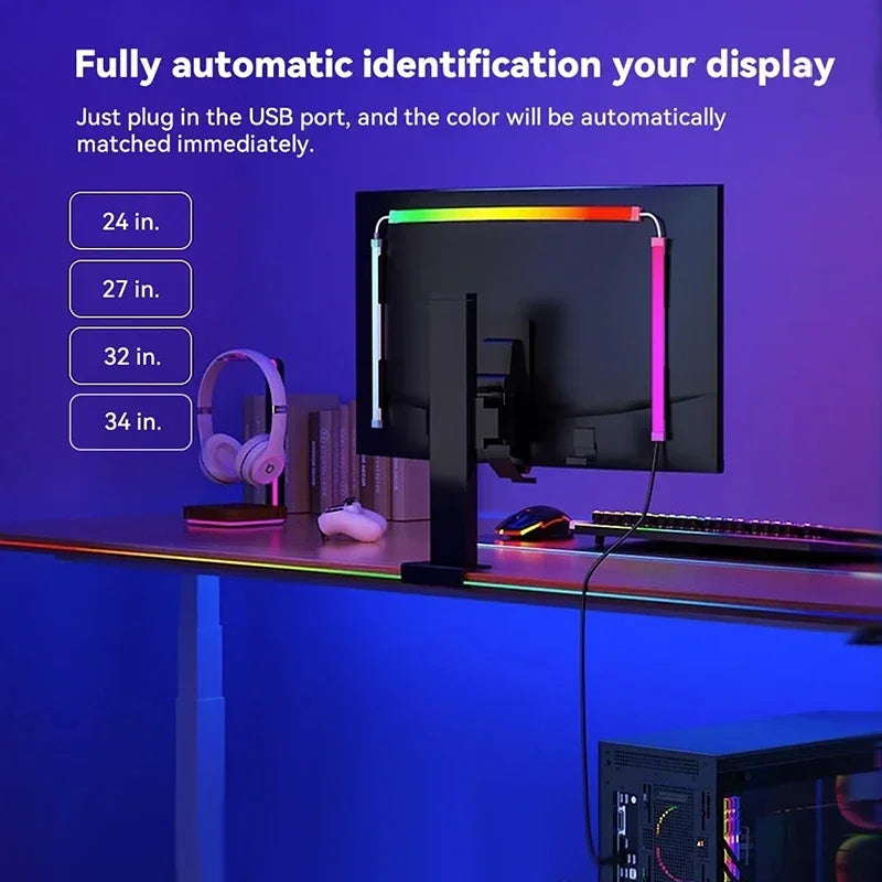 Smart Gaming RGB Backlight Ambient Lights Display Lighting Streaming Colourful LED Strip Light for Gaming Desktop Screen Sync
