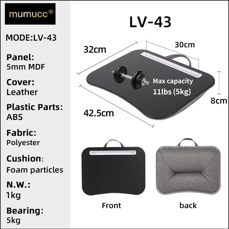 MUMUCC Multifunctional Laptop Desk With Cushion and Filled with Foam Particles, Small Pillow Table, Hard Mouse Pad Large