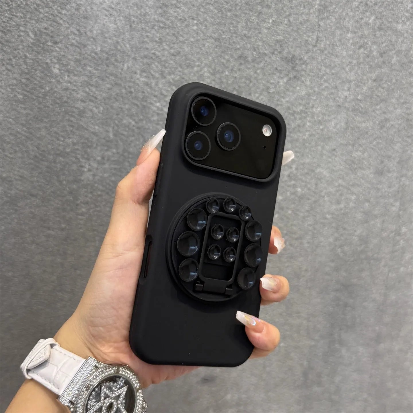Liquid Silicone Phone Case For iPhone 17 Pro Max 17Air 16 17 Pro 15 14 Plus With Silicone Suction Cup Bracket Protection Cover