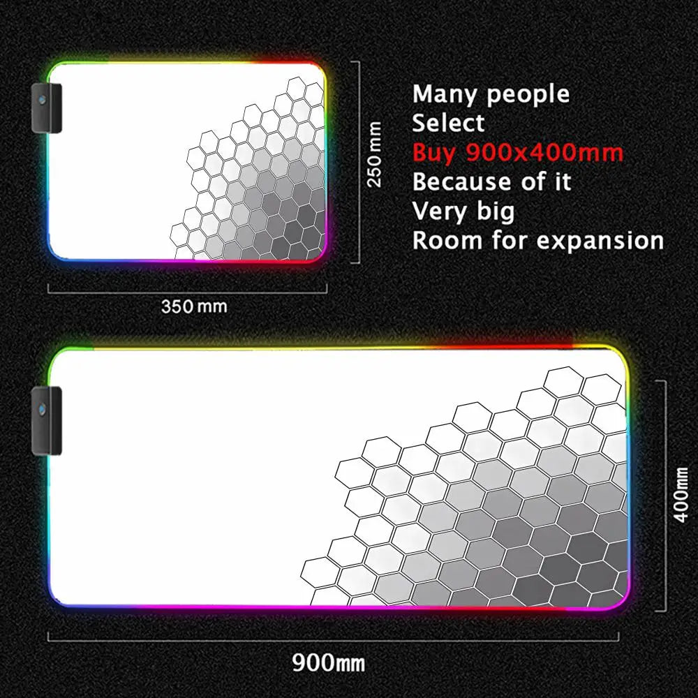 Geometric Art Mouse Pad XXL RGB Gaming MousePad HD Gamer Accessories Large LED Light MousePads PC Computer Carpet With Backlit