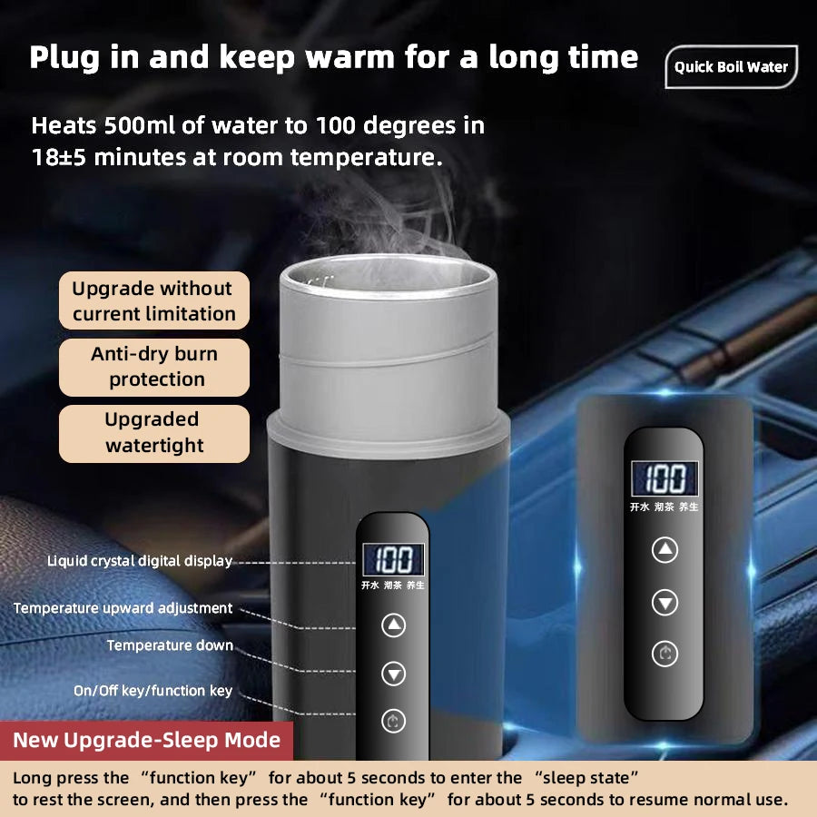Car Electric Heating Cup 12V/24V Automobile Universal Touch Screen Temperature Regulating Portable Heating Cup