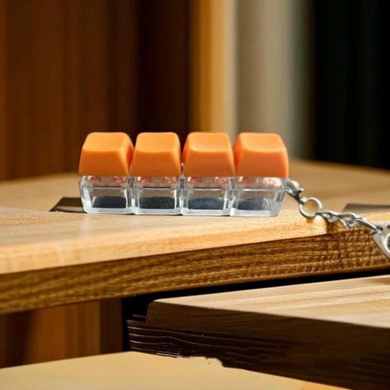 4-Key Mechanical Keyboard Keychain - Clicky Fidget Toy for Stress Relief, No Lights〔YY33〕