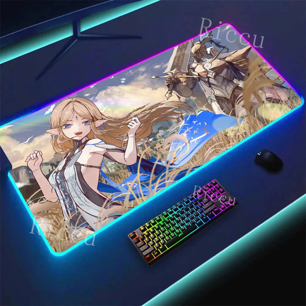 RGB HD Cartethyia Wuthering Waves MousePad Game Laptop Play Mat Extra Large Kawaii Non-slip MousePad Gaming Accessories E-Sports