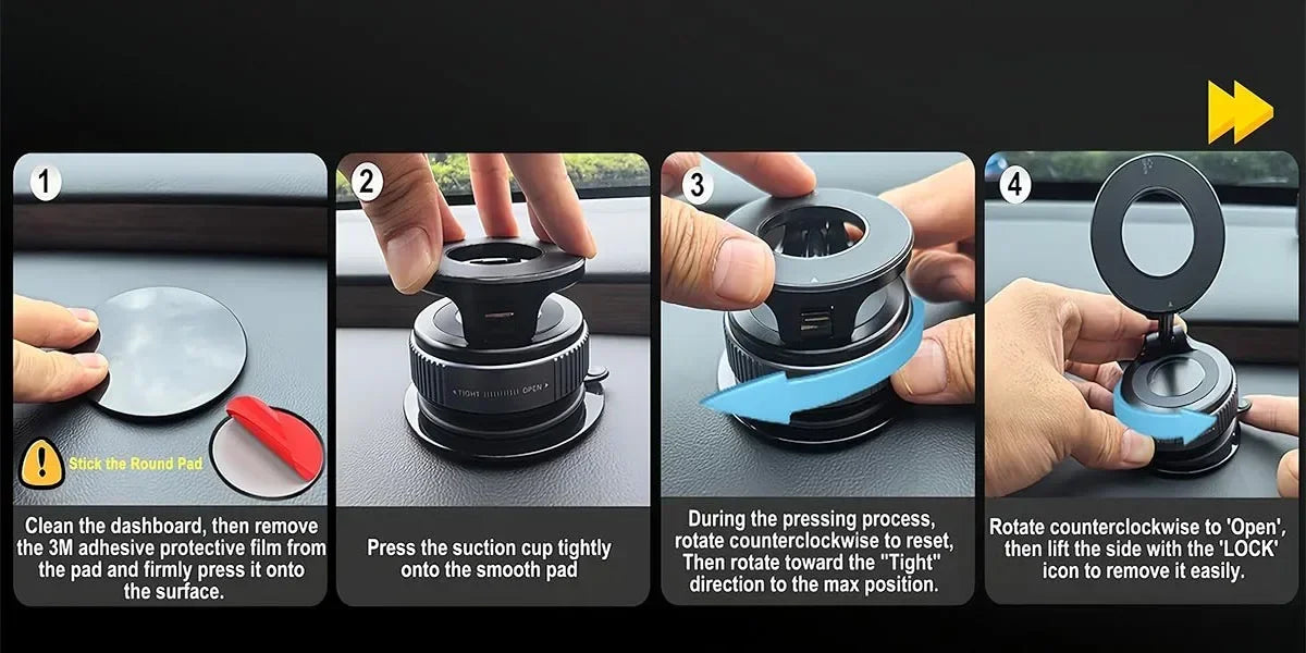 360° Rotatable Vacuum Magnetic Phone Holder, Foldable and Retractable Suction Cup Car Phone Mount for Car/Gym/Mirror/Smooth