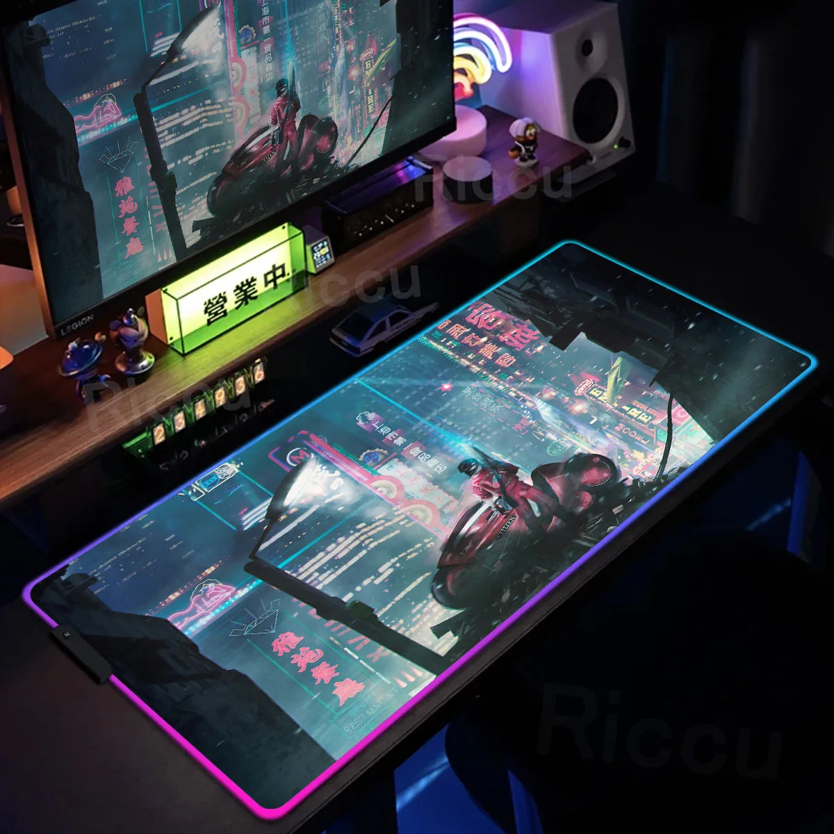 RGB Gaming Mouse Pad Anime AKIRA Keyboard Mousepad Large Computer LED Backlit Deskmat Xxl Gamer Decoracion Lock Edge Thicken Rug