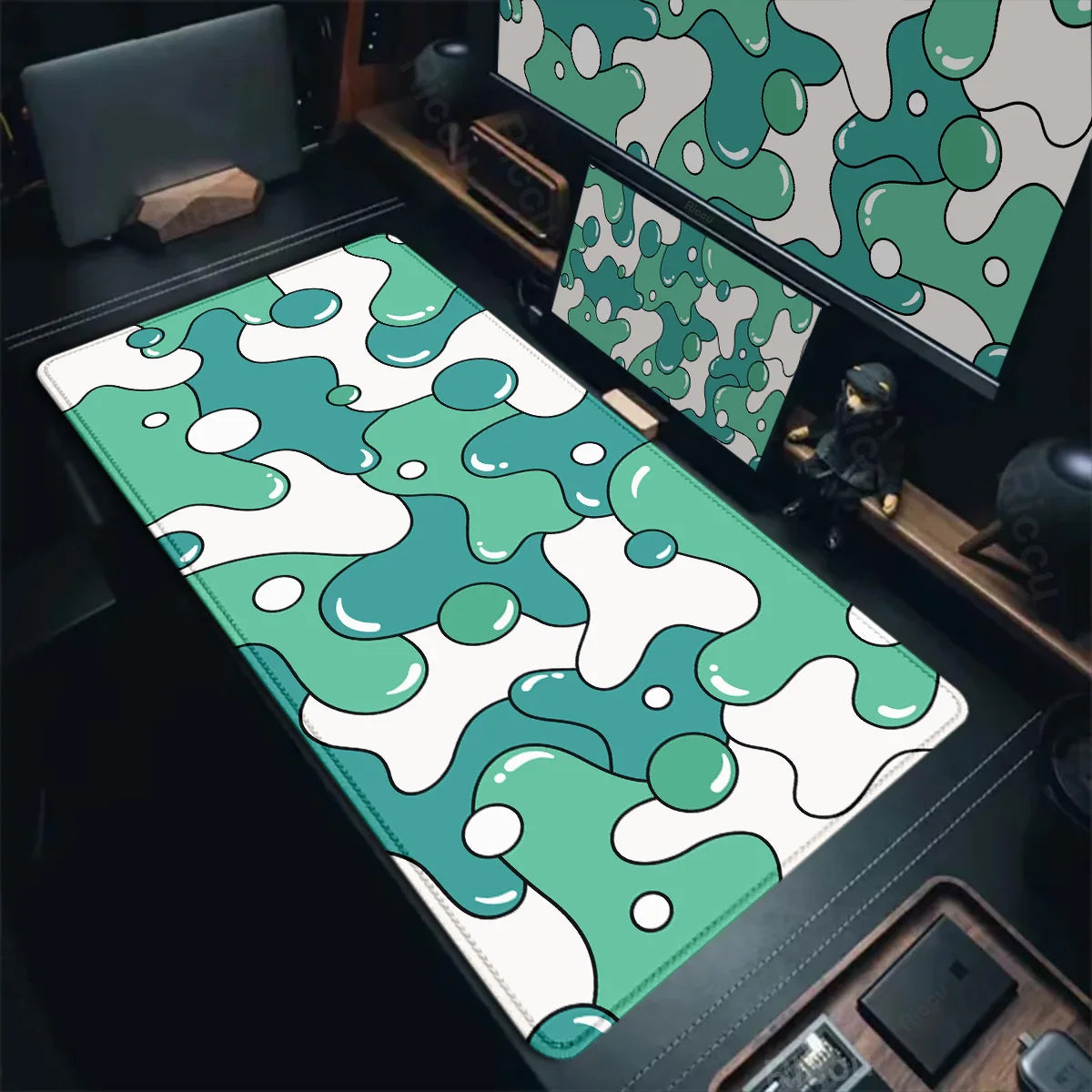 Gaming Mouse Pad Large Size Table Pad Blue & White Strata Liquid Mousepad XXL Computer Play Mat Rubber Mausepad Keyboard Deskmat
