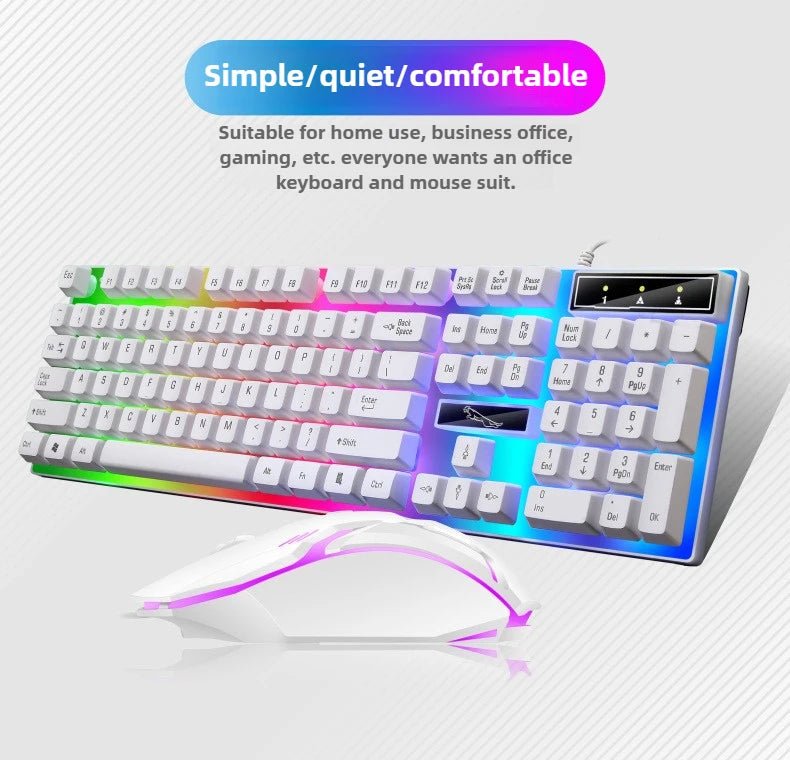 Gamer Keyboard And Mouse Combo Set RGB LED 104-Key Wired Gaming Keyboard Mouse Set for Notebook Laptop Desktop PC Tablet