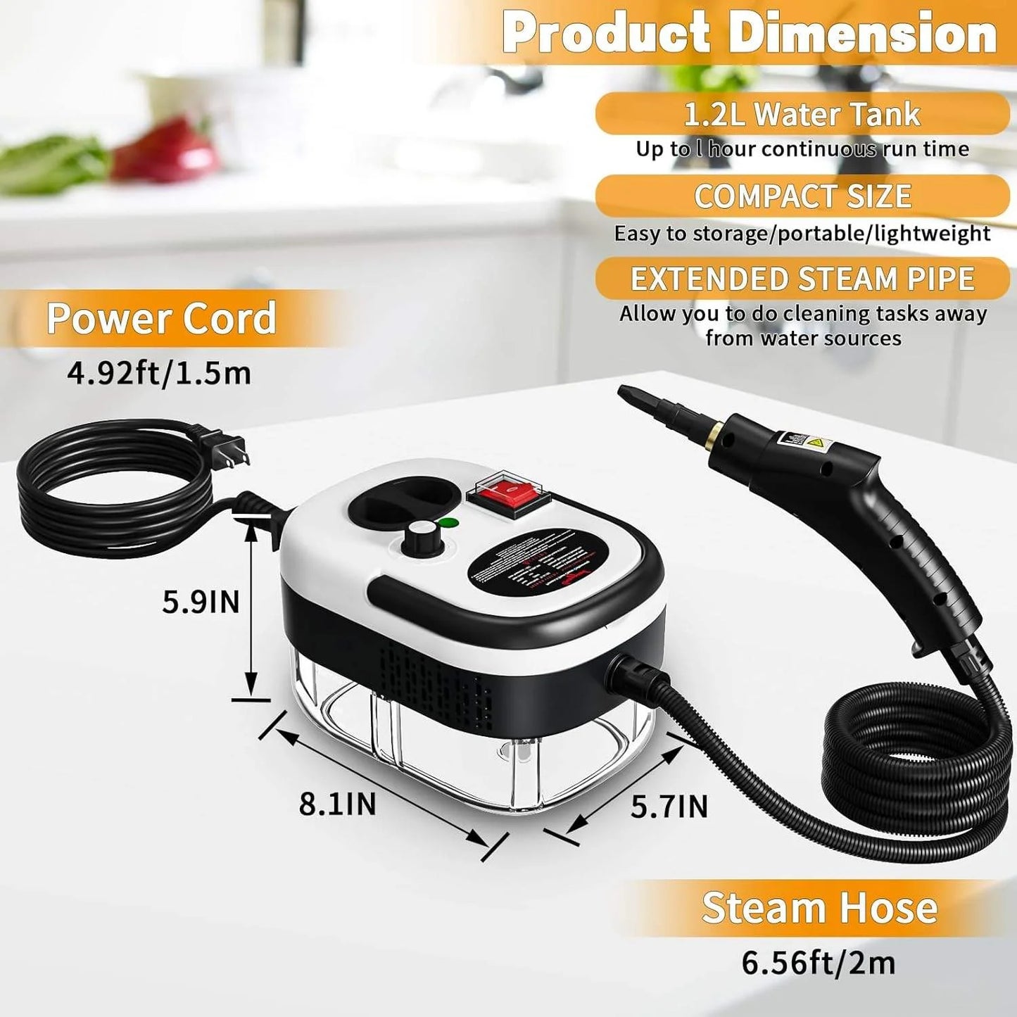 Portable 2500W High Temperature Steam Cleaner Machine with Brush Heads Electric for Cars Households Hotels 220V