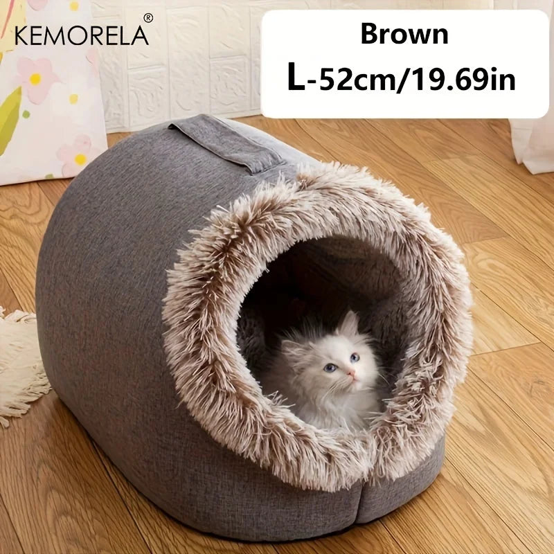 KEMORELA Cat Bed Comfortable Pet Sleeping Bed, Portable Cat Bed Warm And Thickened Pet Bed With Handle Portable Cat Bed