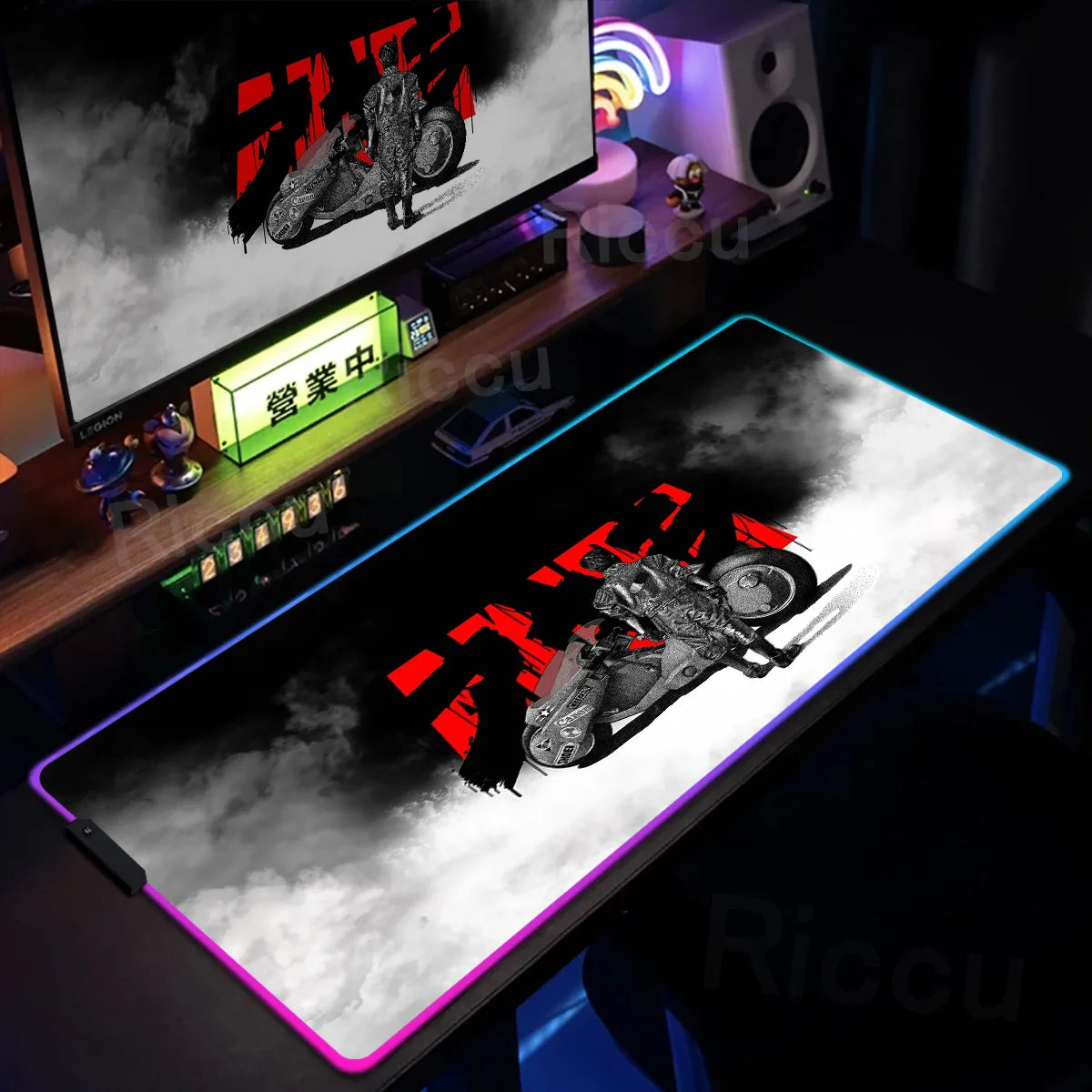 RGB Gaming Mouse Pad Anime AKIRA Keyboard Mousepad Large Computer LED Backlit Deskmat Xxl Gamer Decoracion Lock Edge Thicken Rug