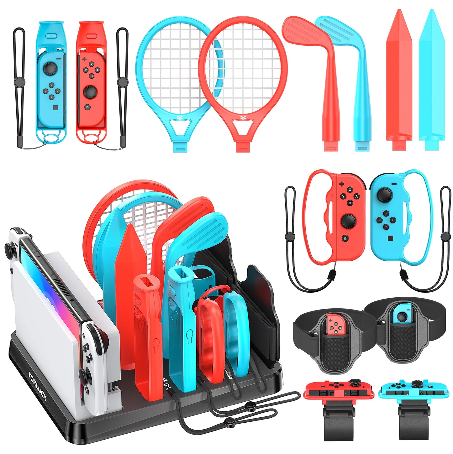 All In One for Switch/Switch OLED Sports Game Accessories Kit for Switch Set Storage Stand for N-Switch