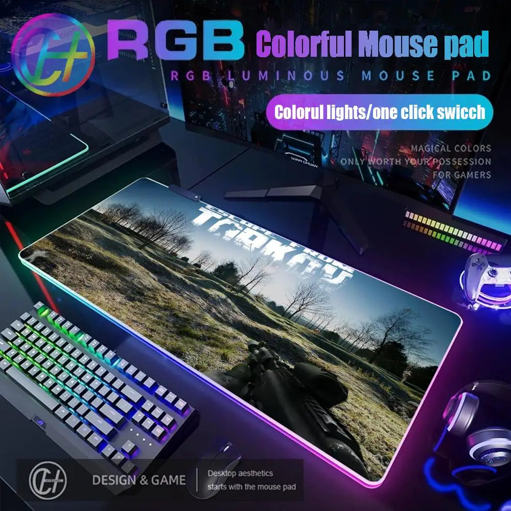 Escape From Tarkov RGB Mouse Pad Computer Gaming Accessories Large Mouse Deskmats MousePads Office Anti-slip Soft Laptop Carpet