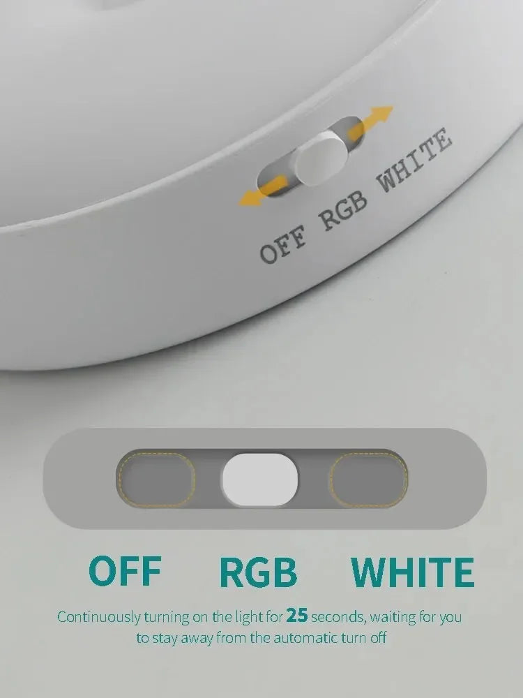 LED Night Light Smart Human Body Sensor Automatic Lighting Magnetic Suction Wireless Use Adjustable Brightness RGB Night Lamp