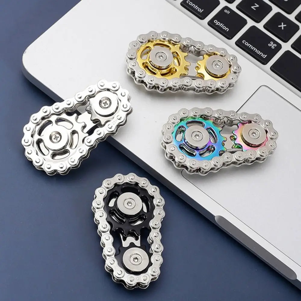 Chains Gear Fidget Spinner Gyroscope Fingertip Sprocket Hand Spinner Chain Gear Metal Spinning Top Wheel Gear Chain Gyroscope