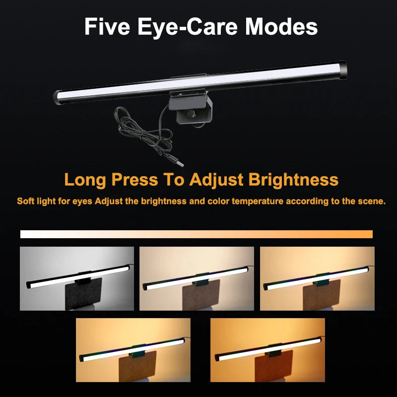 Computer Monitor Screen Light Bar LED Desk Lamp Monitor Light Bar Eye-Care Stepless Dimming Lighting Table Lamp for Work Gaming