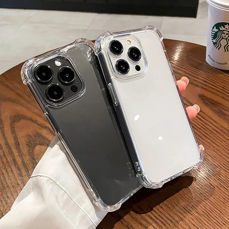 Air-Bag Shockproof Silicone Transparant Case For iPhone 17 16 15 Plus 11 12 13 14 Pro Max Mini X Xs XR 7 8 Plus Clear Back Cover