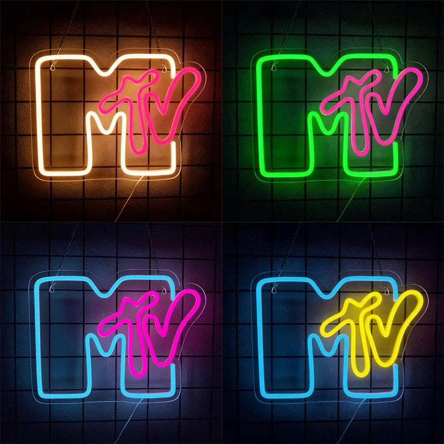 Music Led Neon Sign, Music Tv Letter Icon, Used For Bedroom, Music Studio, Recording Studio, Radio Station, Beer Bar Art Decor.