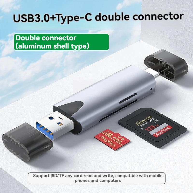 Multi functional mobile phone, computer, camera, tablet, portable TF/SD card reader, Type-c to USB multifunctional card reader