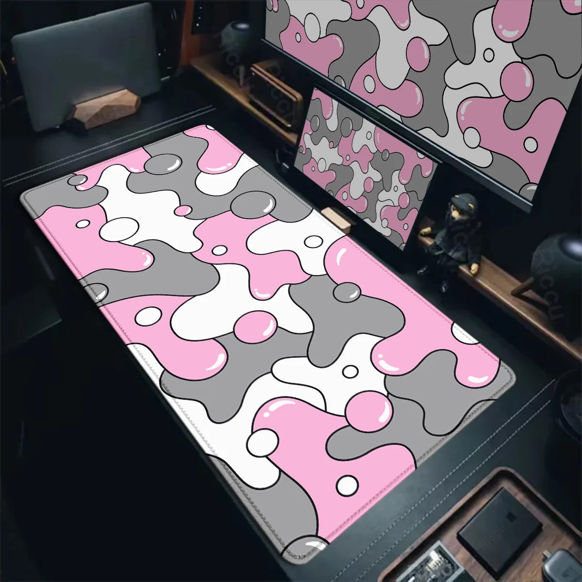 Gaming Mouse Pad Large Size Table Pad Blue & White Strata Liquid Mousepad XXL Computer Play Mat Rubber Mausepad Keyboard Deskmat