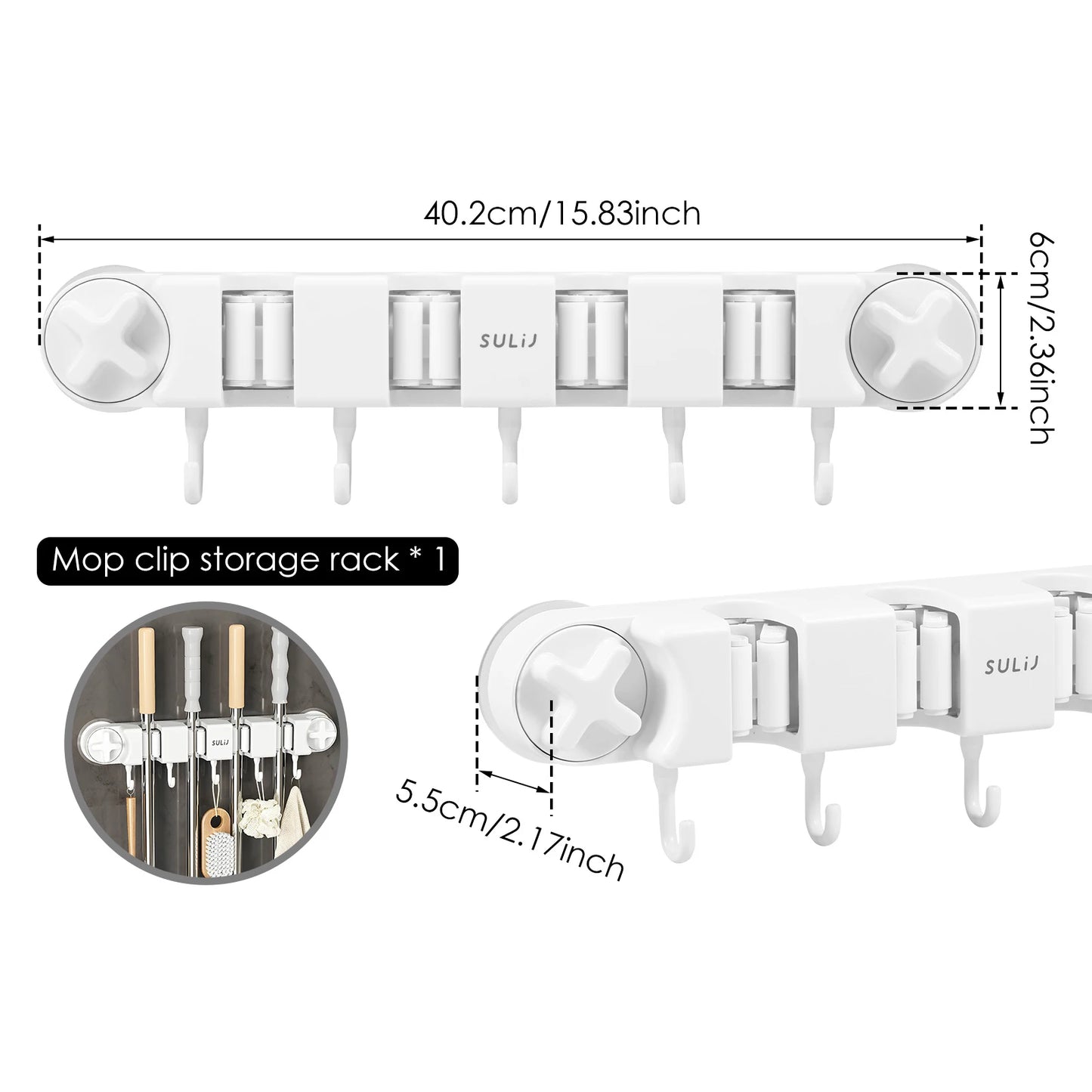 Upgrade Broom Holder Multifunctional Magic Mop Holder With Vacuum Suction Cup Wall-Mounted Broom Drain Bathroom Organizer NEW