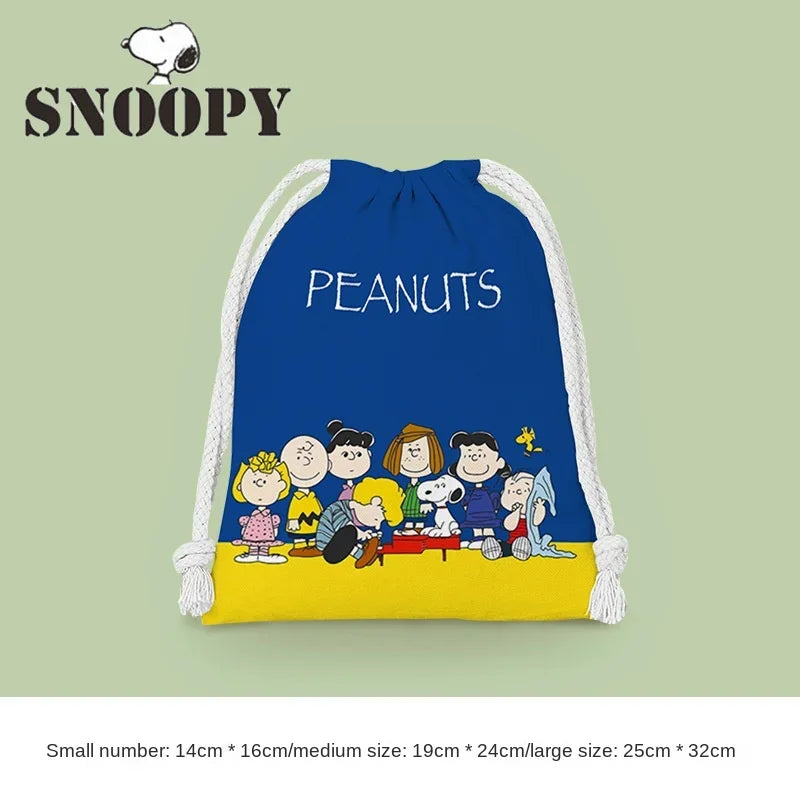 Snoopy Drawstring Bag Reusable Cotton Fabric Storage Bag Cartoon Toiletries Bag Jewelry Bag Candy Bag Gift Bag Party Decoration