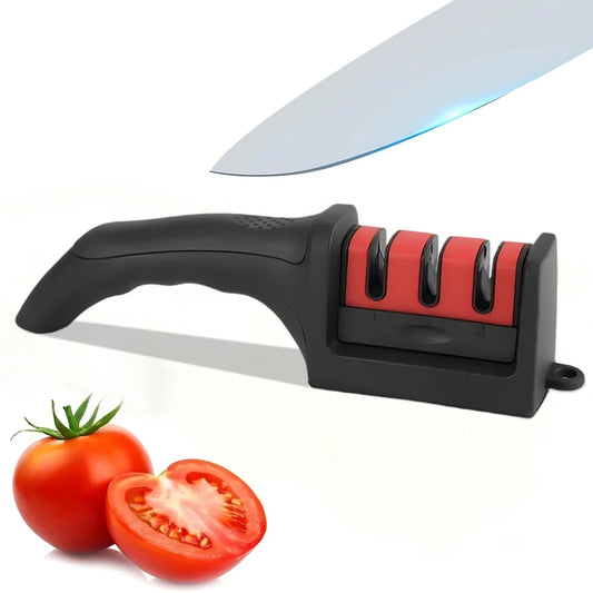 3 Stage Knife Sharpeners for Kitchen Knives 4 in1 Kitchen Knife Sharpener – Ergonomic and Easy to Use Knife Sharpening Kit