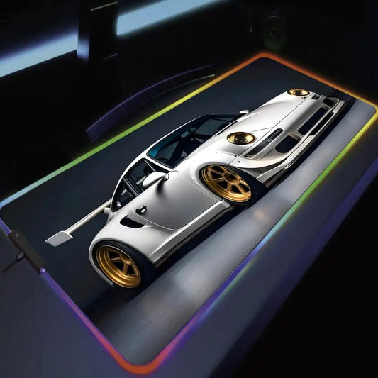 Car Theme RGB Mouse Pad Large Gaming Mousepads LED Light Locked Edges Game Accessories Table Pads Cool Keyboard Mats XXL 90x40cm