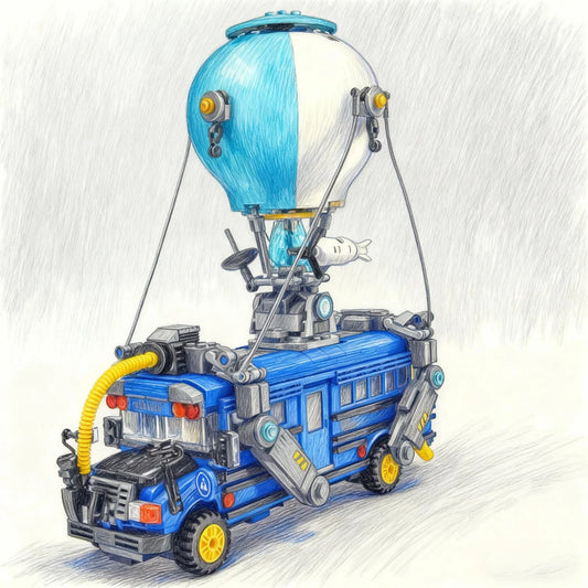 954pcs Popular Movie Fortnite Battle Bus Car Model 77073 Building Blocks Puzzle Model Bricks Toys For Birthday Christmas Gifts