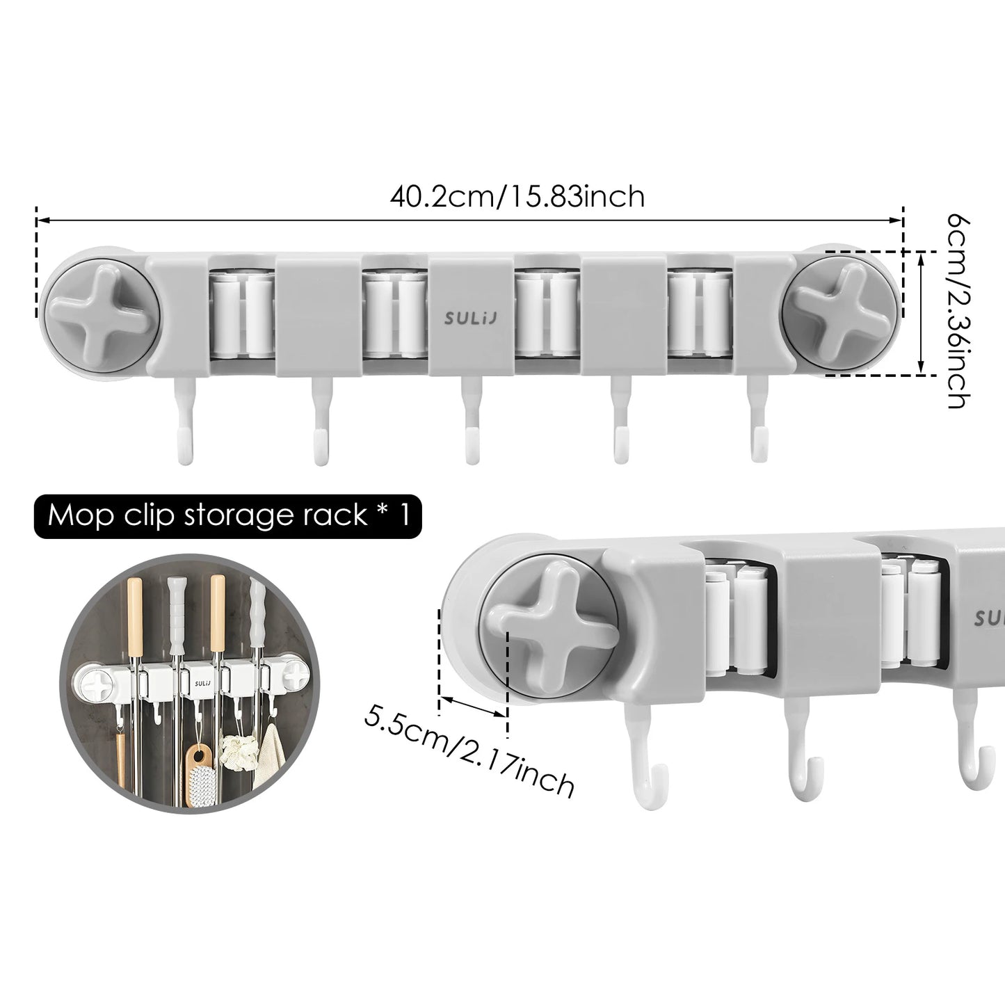 Upgrade Broom Holder Multifunctional Magic Mop Holder With Vacuum Suction Cup Wall-Mounted Broom Drain Bathroom Organizer NEW