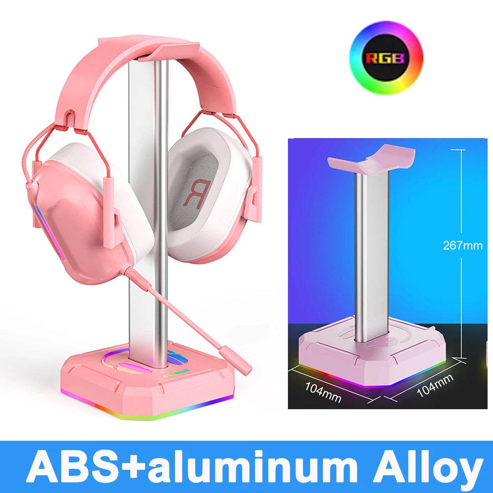 Desktop Gaming Headset Hanger Bracket RGB Headphone Holder Stand with 2 USB Charger Ports Earphone Rack For PUBG Computer Gamer