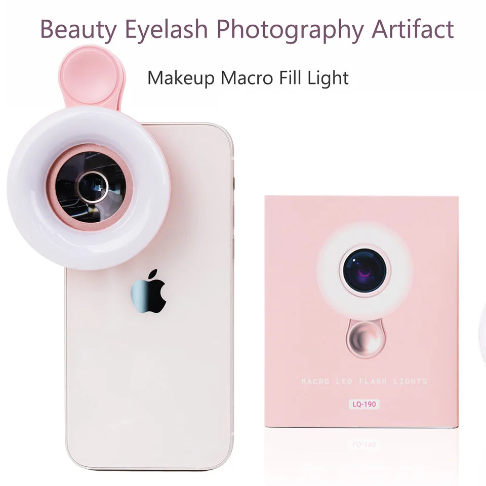 Mobile Lens LED Phone Clip Magnifier, 15X Zoom with Light for Photos,Hands-Free Magnifying Glass Macro Lens 2 in 1 HD Camera Len