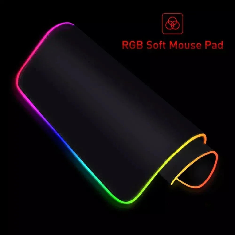 RGB Mouse Pad Tengen Toppa Gurren Lagann XXL Gaming Mousepad LED Luminous Gamer Mouse Mats Natural Rubber Table Pad With Backlit