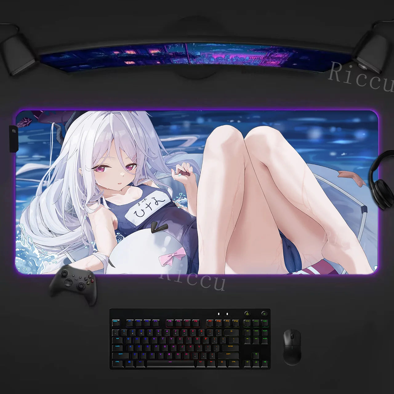 RGB HD Ryuuge Kisaki Blue Archive Game Mousepad Large Keyboard Desk Mat Gaming Mouse Pad LockEdge Edge PC Computer Mat E-Sports