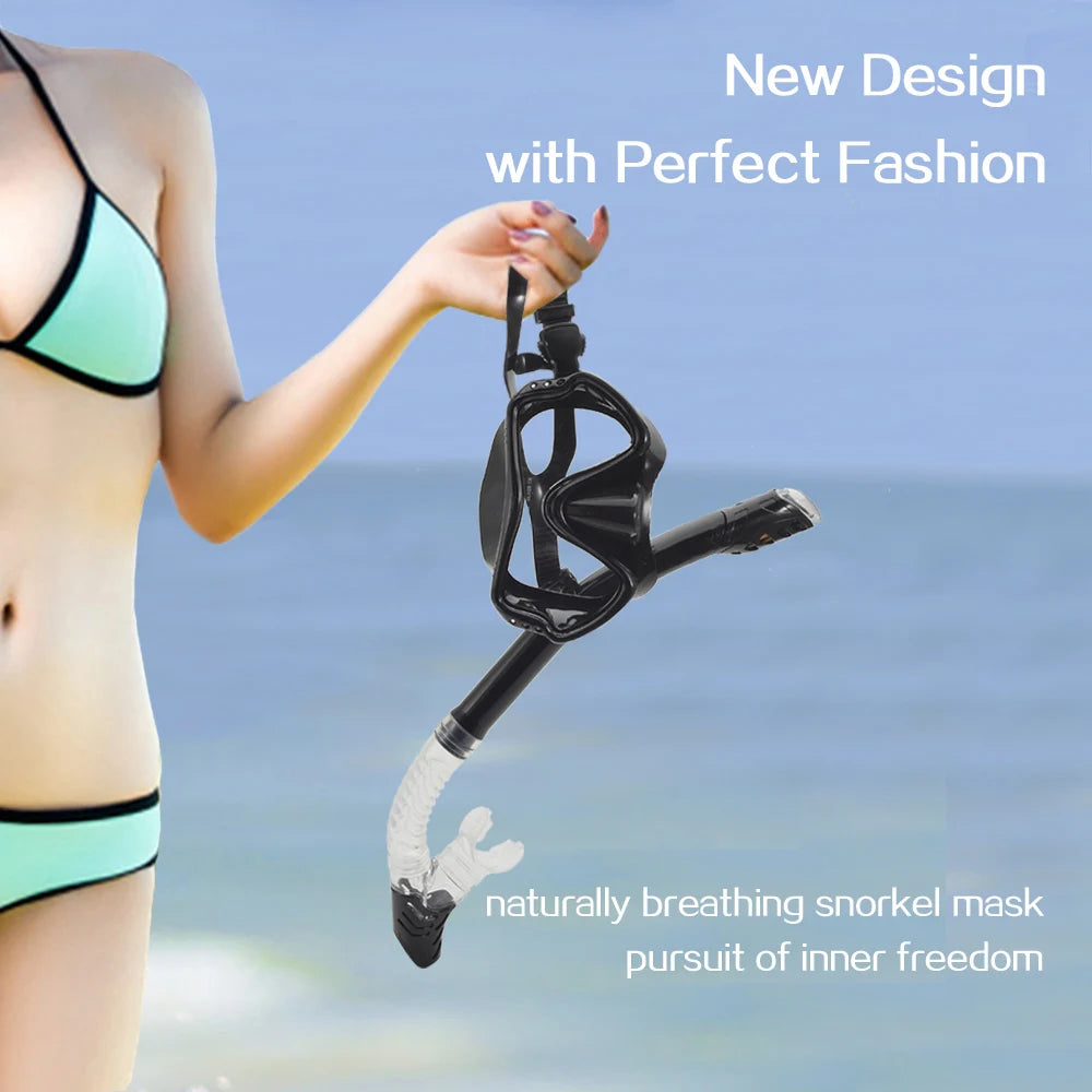 Diving Mirror Breathing Tube Set for Men and Women New Adult Large Frame Silicone Face Mirror Swimming Submarine Mask