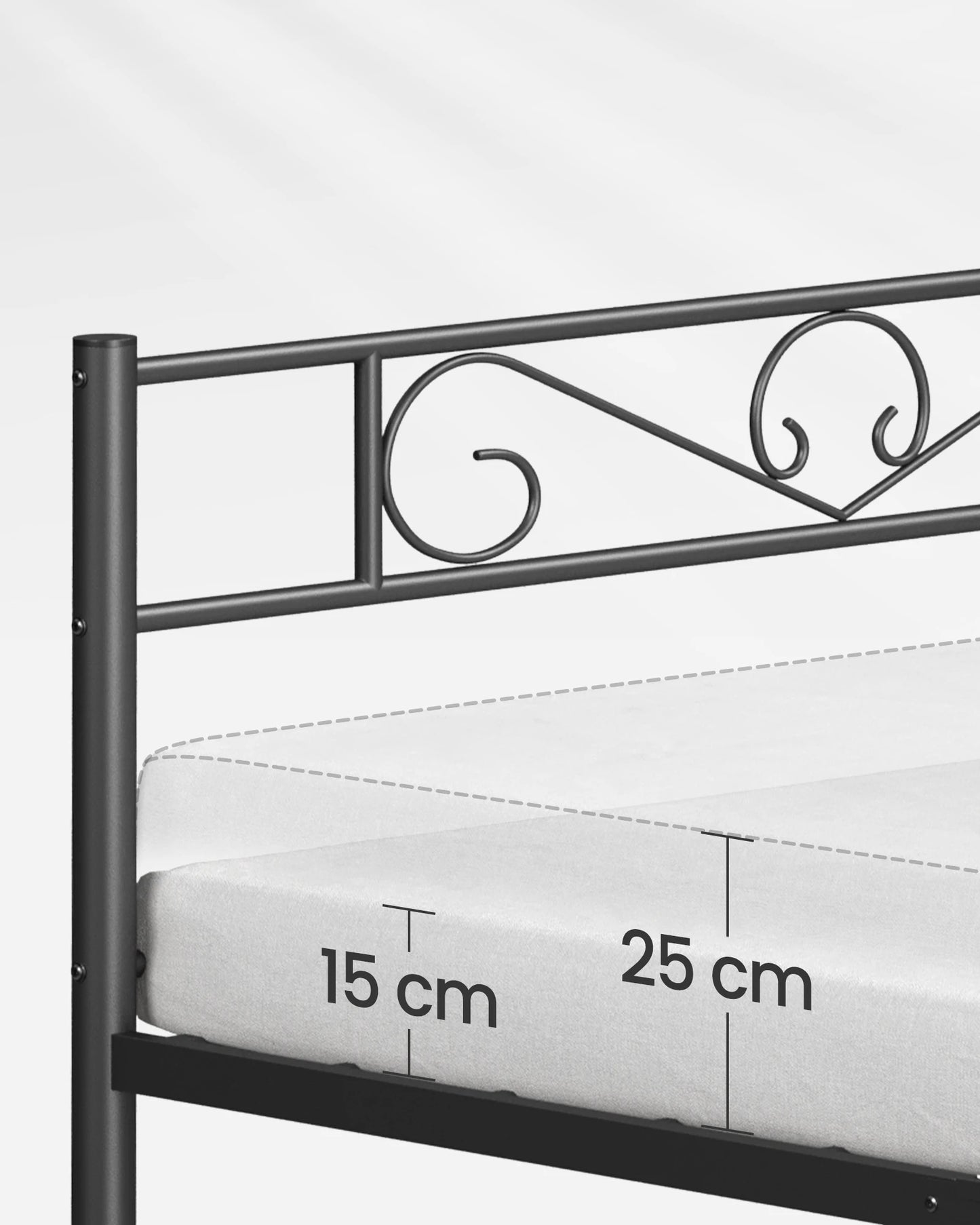 VASAGLE bed 140x200 cm, guest bed, metal double bed, bed frame, bed frame