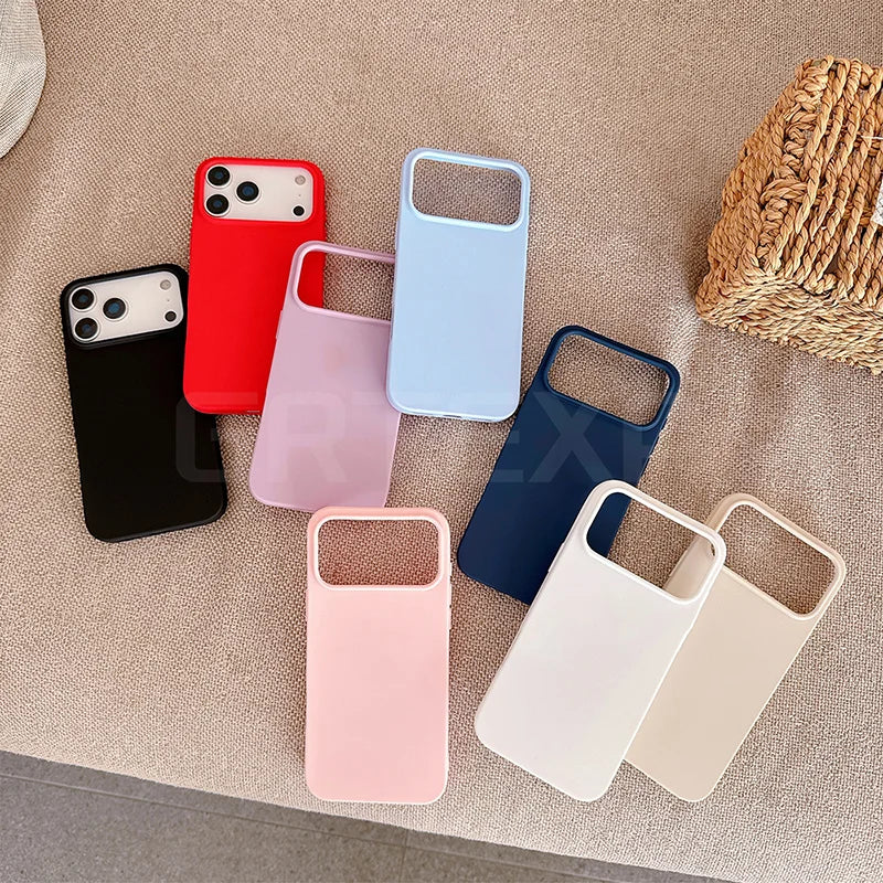 Candy Color Luxury Pattern Matte Silicone Soft Case For iPhone 17 air 17 pro 17 pro max ﻿Solid Color Shockproof Cover Shell ﻿