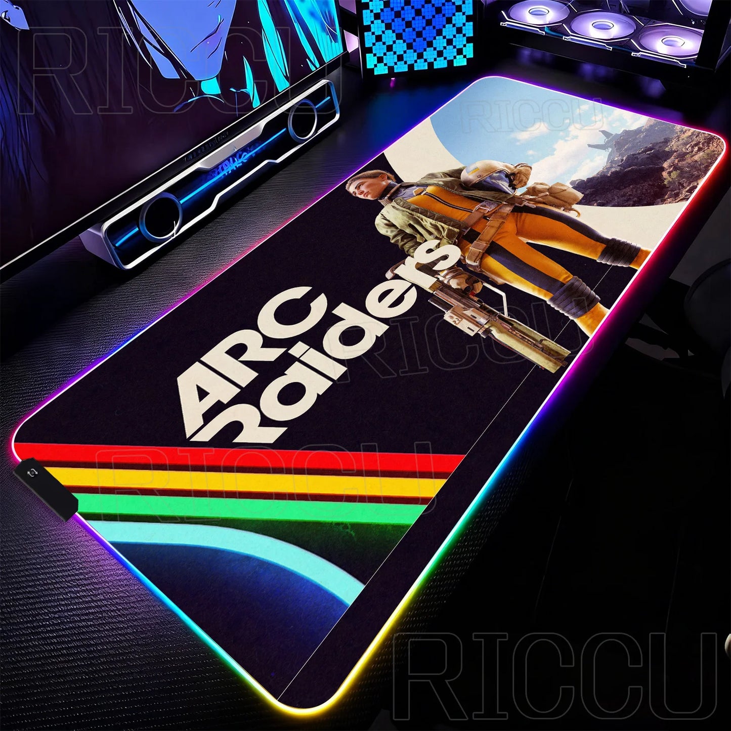 RGB Mouse Pad Gamer ARC raiders gunfight Computer Table LED rubber Rug Mat Popular FPS Game Large Gaming carpet expand Desk mat