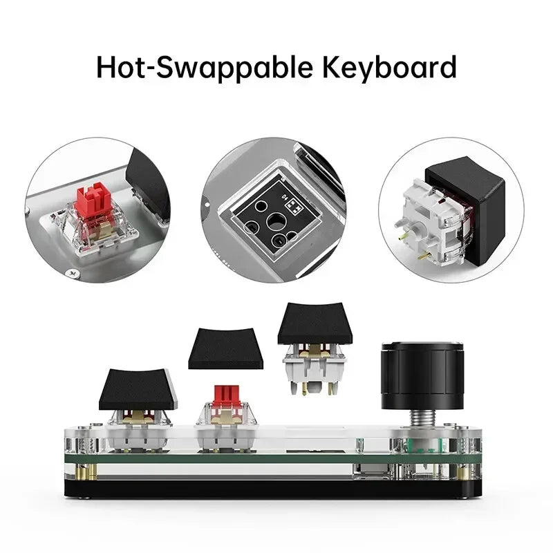 Mini USB Macro Mechanical Keyboard with 3 Keys 1 Knob RGB Gaming Custom Programming Switch Portable Keypads for Photoshop