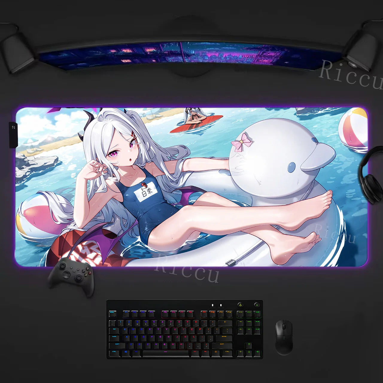 RGB HD Ryuuge Kisaki Blue Archive Game Mousepad Large Keyboard Desk Mat Gaming Mouse Pad LockEdge Edge PC Computer Mat E-Sports