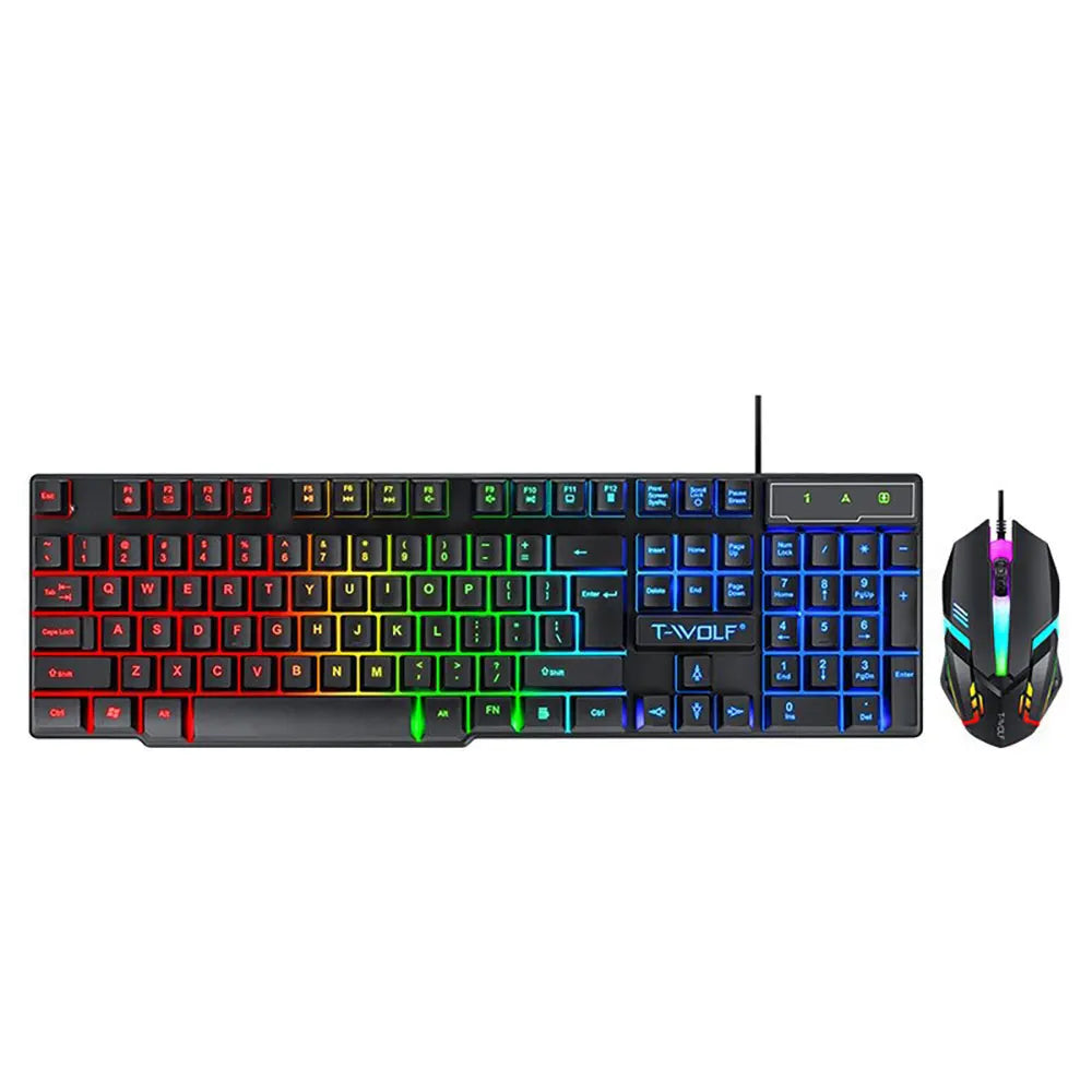 104 Keys Computer Mouse Keyboard Combo Colorful Blacklight Gaming USB Wired Keyboard And Mouse Set