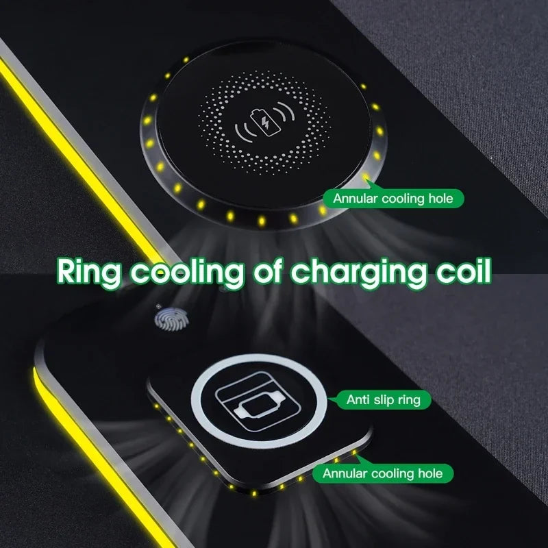 RGB Mouse Keyboard Pad with Wireless Charging Large Pads for Phone Gaming Mousepad Desktop PC Laptop Computer Desks Plate Mat