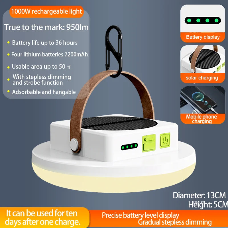Solar Rechargeable Camping Lantern Portable Camping Lantern Rechargeable LED Camping Lantern for Camping Picnic Fishing Hiking