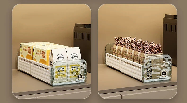 Kitchen Organizing Storage Box Simple Cabinet Retractable Storage Box Water Corrugated Drawer Desktop Snacks Grocery Storage Box